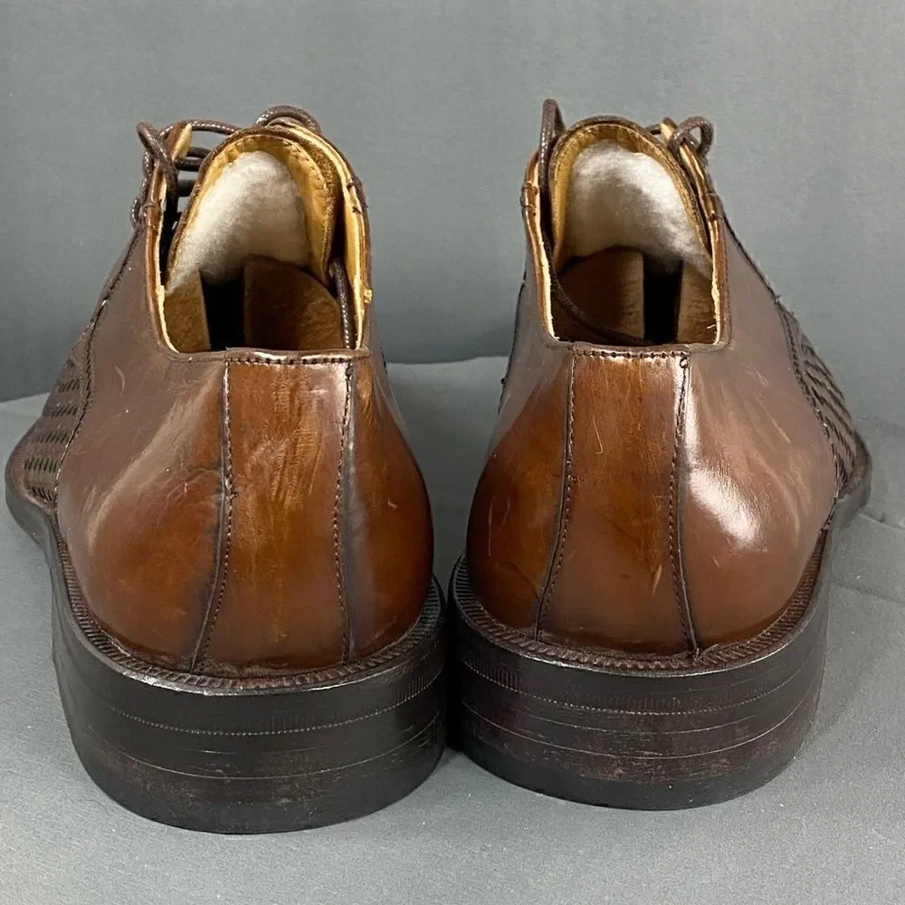 PRINCIPE Brown leather Basket Weave Oxfords mens size 9